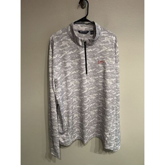 SMU Mustangs Cutter & Buck Mens 2XT Tall Camo 1/4 Zip Pullover Stretch Golf - Picture 1 of 8